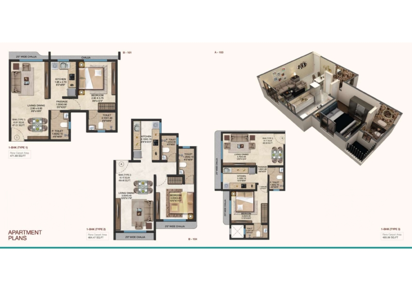 Sankirt Jasmine 2 BHK Jodi flat floor plan
