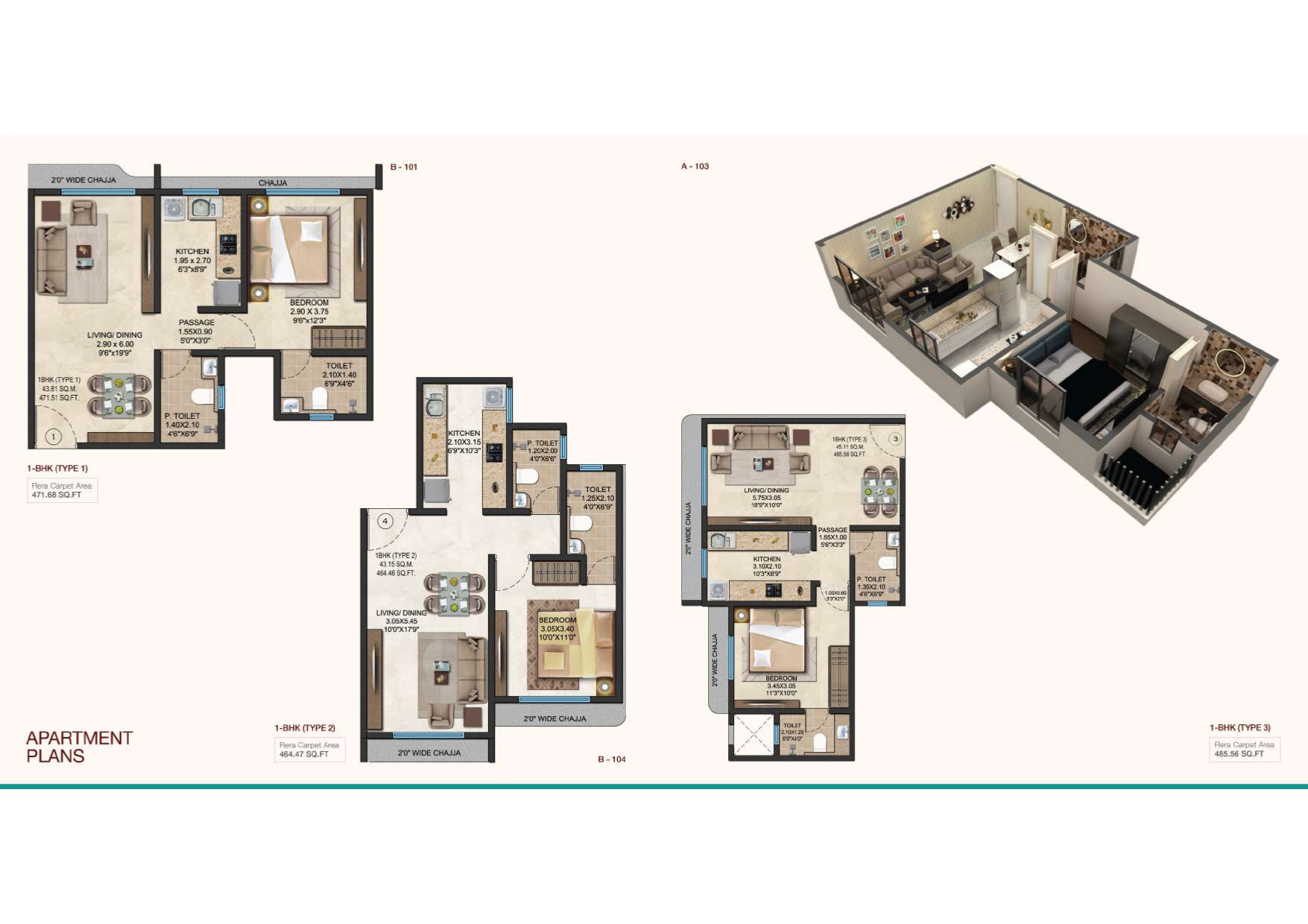 Sankirt Jasmine 2 BHK Jodi flat floor plan