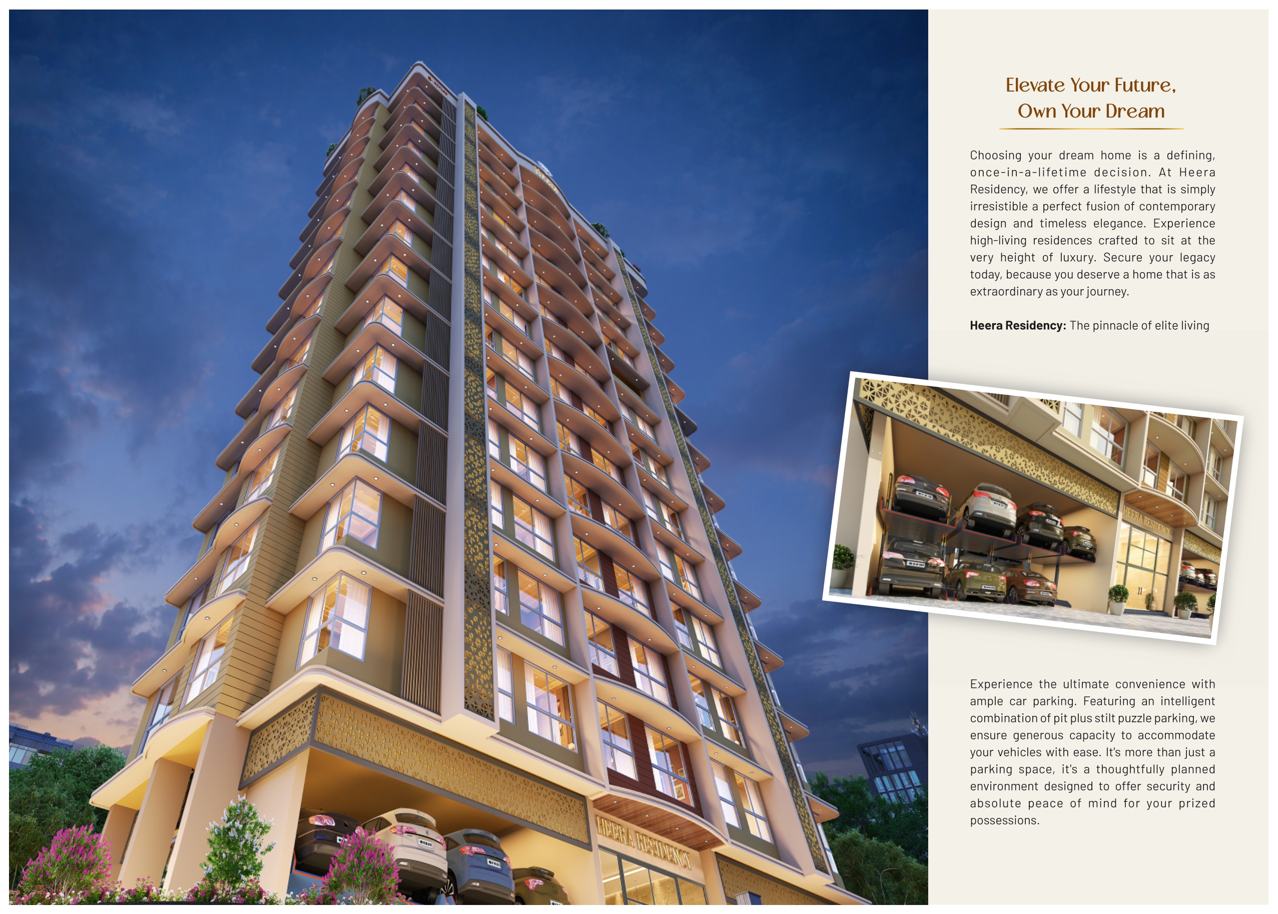Heera residency elevation 2 3 bhk Andheri East nagardas road location night view